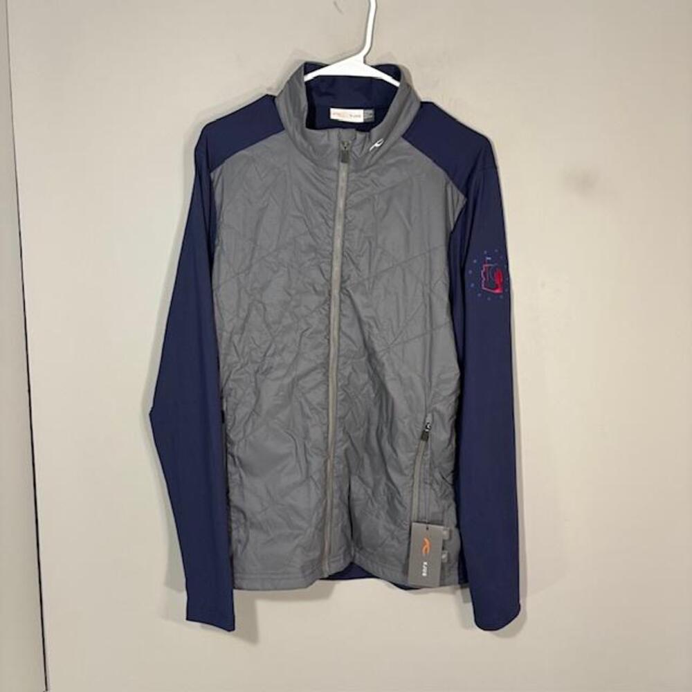 KJUS Jacket Mens EU 52 Gray Navy Retention Insulated Full Zip Golf Softshell